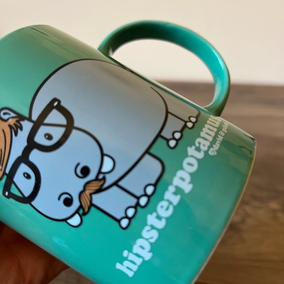 David and Goliath Hipsterpotamus Mug ~ 12 ounce ceramic ~ Green Hippo - Picture 8 of 8